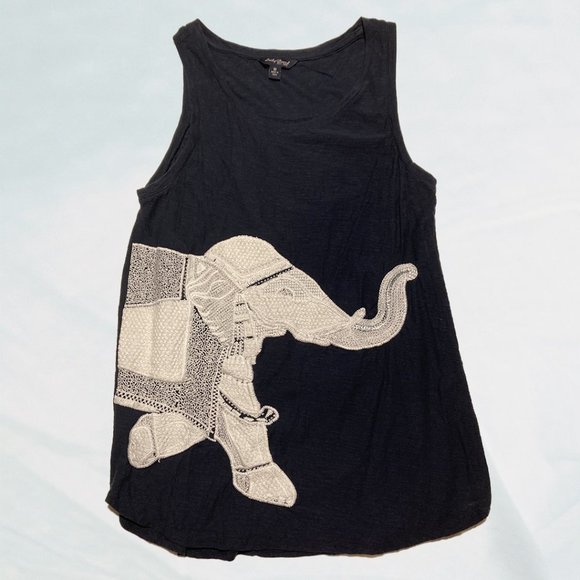 Lucky Brand Tops - Lucky Brand Navy Lace Elephant Tank Top